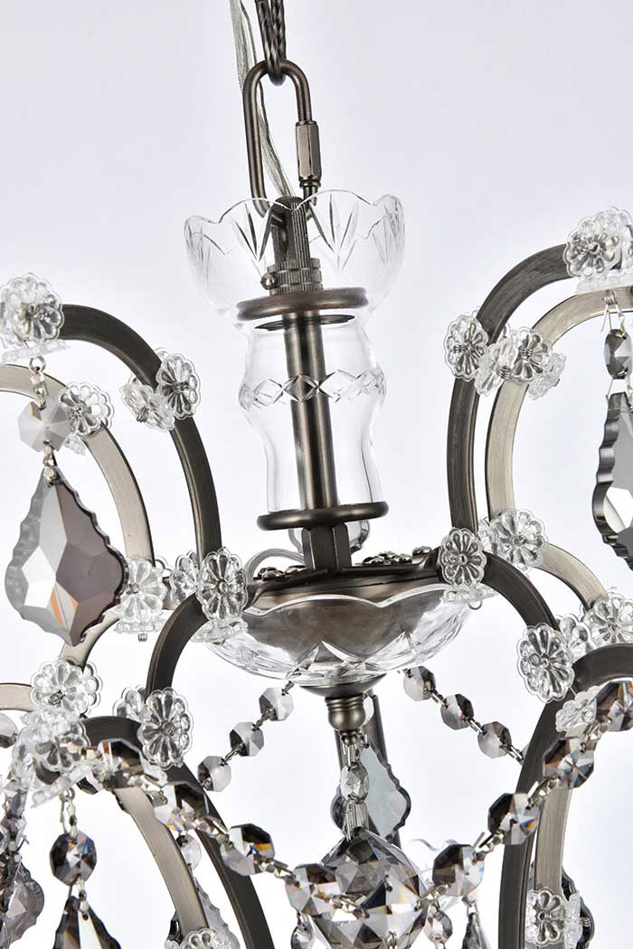 Elegant Rococo 5 Light Chandelier - Polished Nickel/Silver, L 18" (1138D18PN-SS-RC)