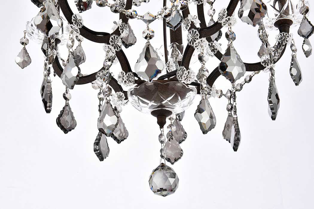 Elegant Rococo 5 Light Chandelier - Rustic Intent/Silver, L 18" (1138D18RI-SS-RC)