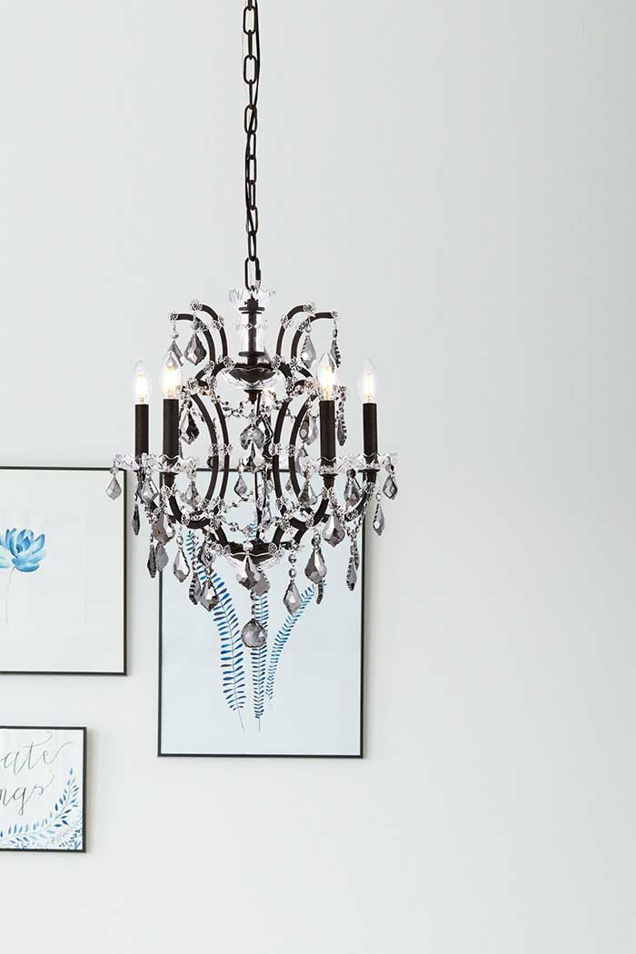 Elegant Rococo 5 Light Chandelier - Rustic Intent/Silver, L 18" (1138D18RI-SS-RC)