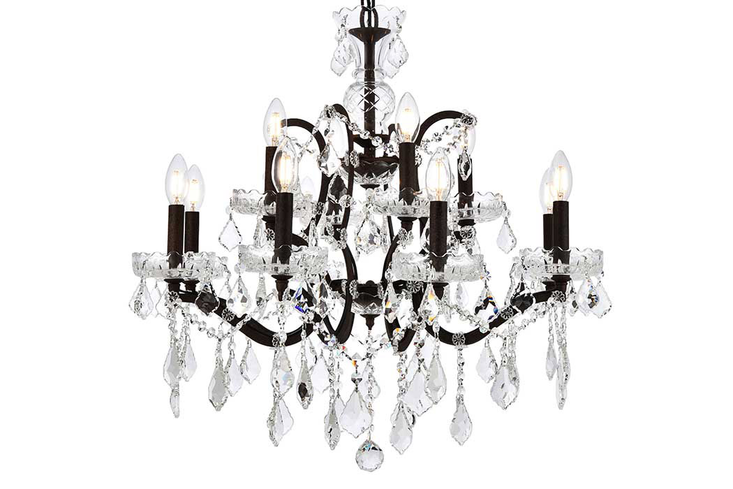 Elegant Rococo 5 Light Chandelier - Rustic Intent, L 26" (1138D26RI-RC)