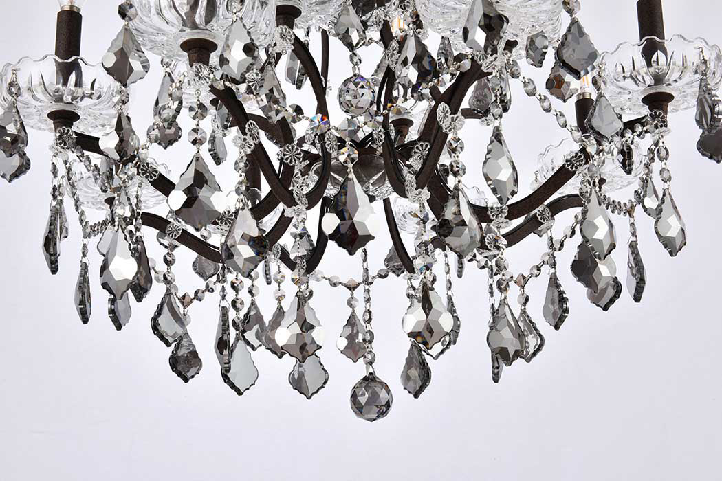 Elegant Rococo 5 Light Chandelier - Rustic Intent/Silver, L 26" (1138D26RI-SS-RC)