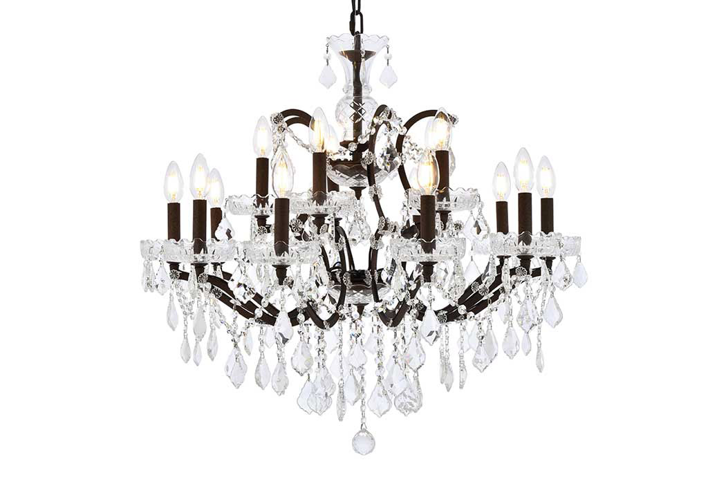 Elegant Rococo 5 Light Chandelier - Rustic Intent, L 30" (1138D30RI-RC)