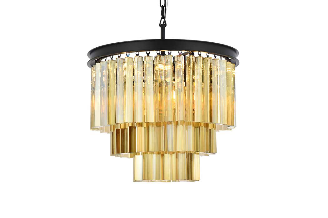 Elegant Urban Classic Sydney Collection Pendant Lamp - Matte Black/Gold, L 20" (1201D20MB-GT-RC)