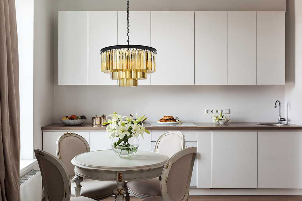 Elegant Urban Classic Sydney Collection Pendant Lamp - Matte Black/Gold, L 26" (1201D26MB-GT-RC)