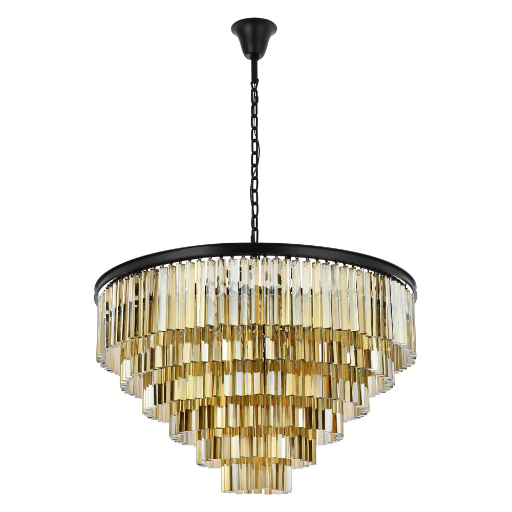 Elegant Urban Classic Sydney Collection Pendant Lamp - Matte Black/Gold, L 44" (1201D44MB-GT-RC)