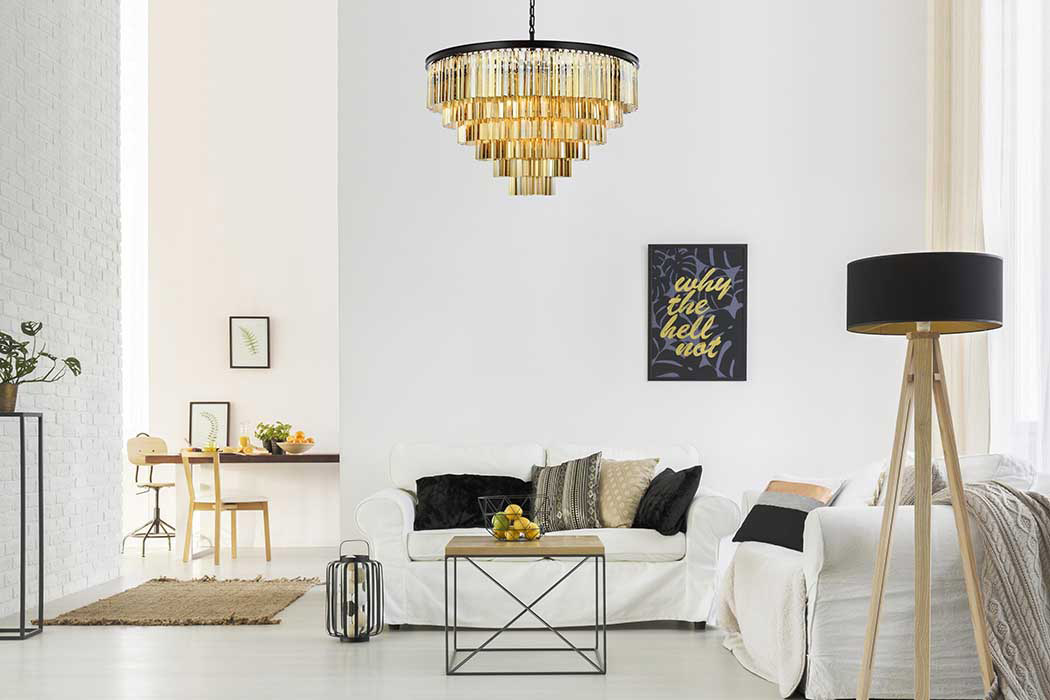 Elegant Urban Classic Sydney Collection Pendant Lamp - Matte Black/Gold, L 44" (1201D44MB-GT-RC)