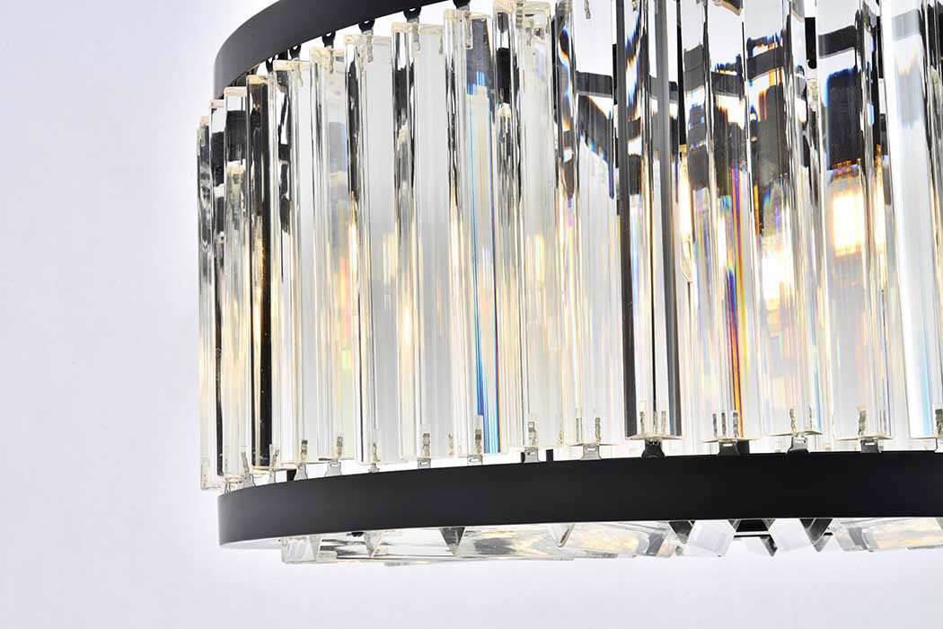 Elegant Prism 8 Light Round Chandelier - Matte Black, L 28" (1203D28MB-RC)