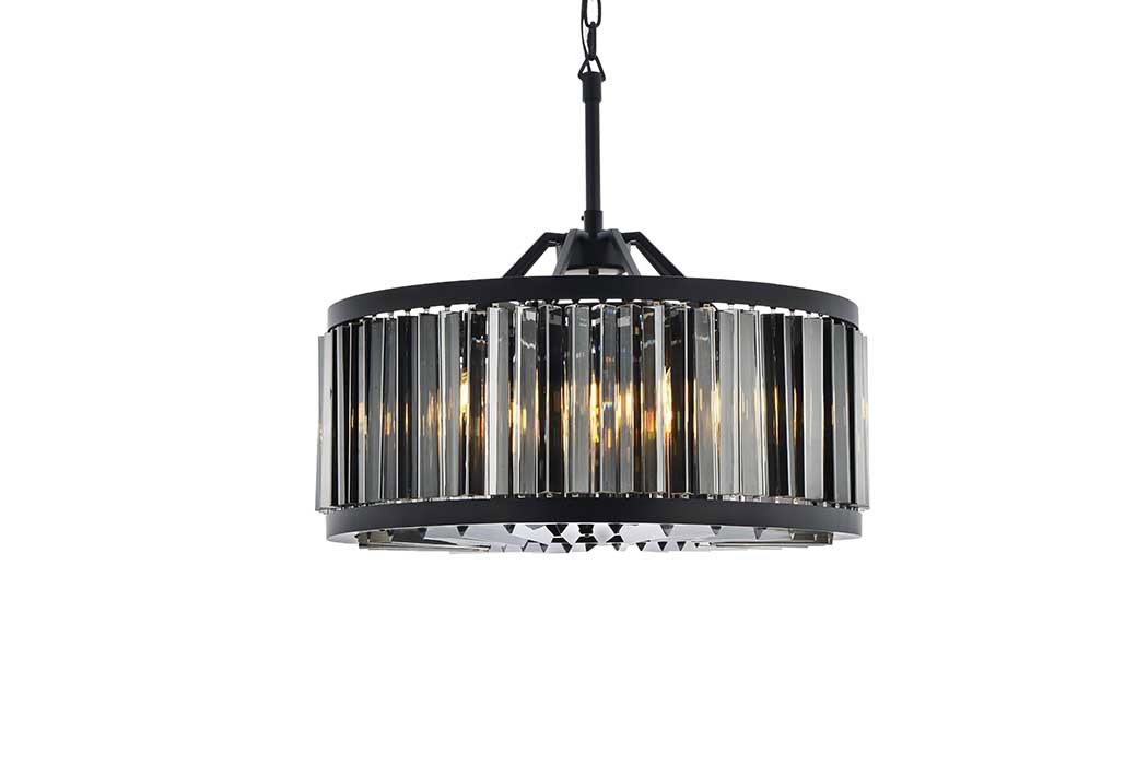 Elegant Prism 8 Light Round Chandelier - Matte Black/Silver, L 28" (1203D28MB-SS-RC)