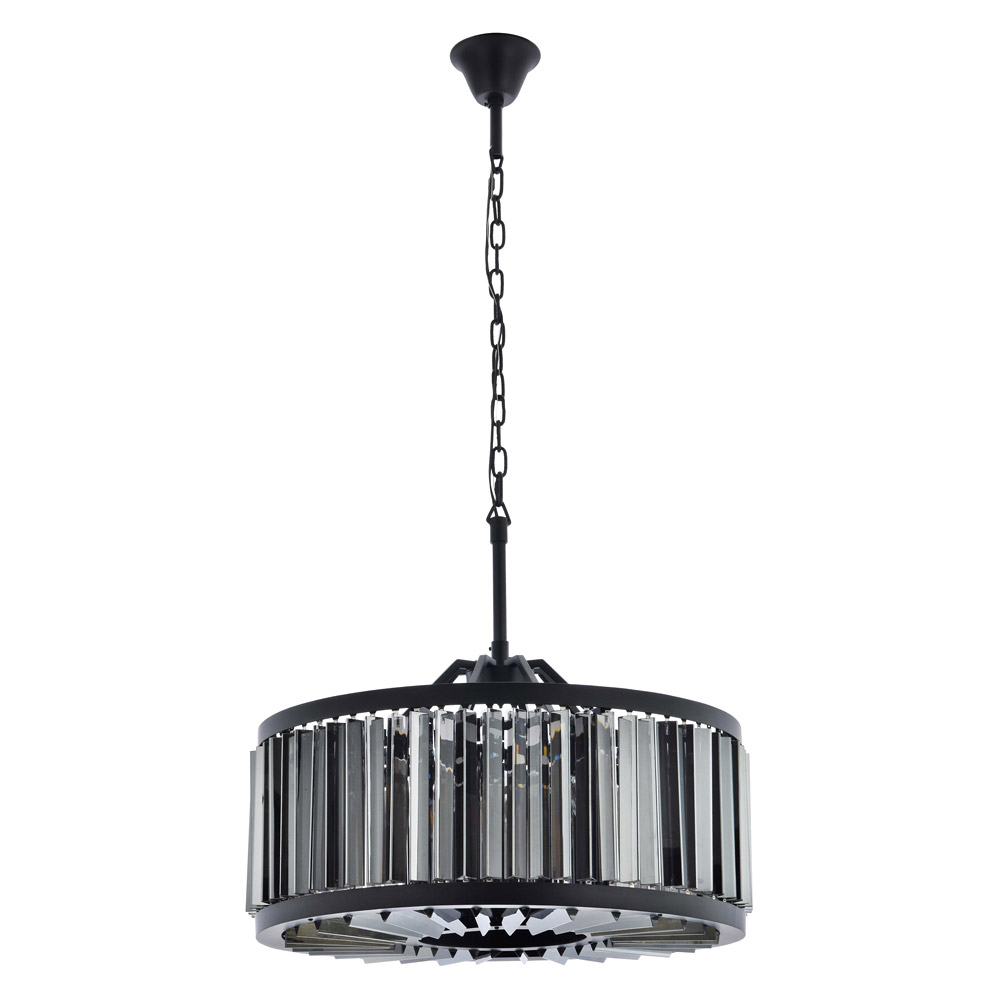 Elegant Prism 8 Light Round Chandelier - Matte Black/Silver, L 28" (1203D28MB-SS-RC)