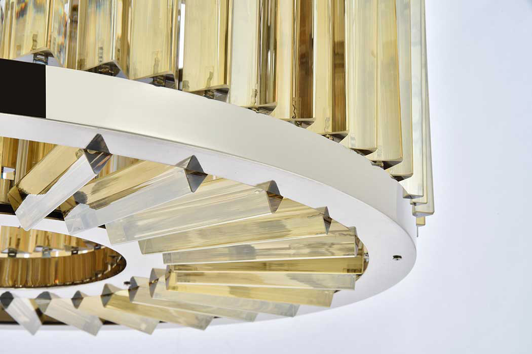 Elegant Prism 8 Light Round Chandelier - Polished Nickel/Gold, L 28" (1203D28PN-GT-RC)