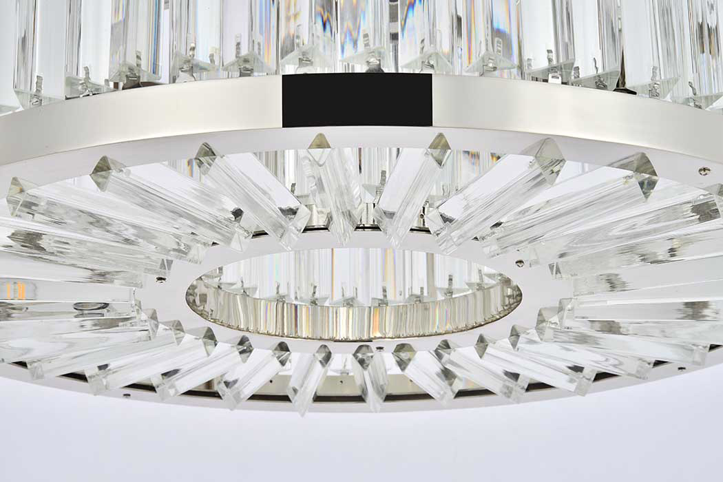 Elegant Prism 8 Light Round Chandelier - Polished Nickel, L 28" (1203D28PN-RC)