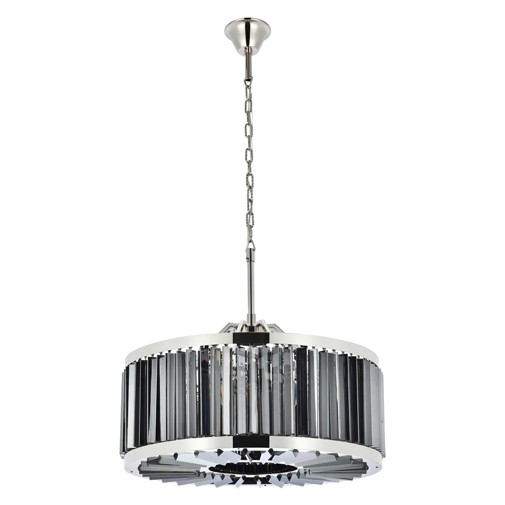 Elegant Prism 8 Light Round Chandelier - Polished Nickel/Silver, L 28" (1203D28PN-SS-RC)