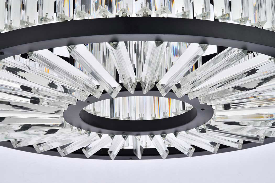 Elegant Prism 8 Light Round Chandelier - Matte Black, L 35.5" (1203D35MB-RC)