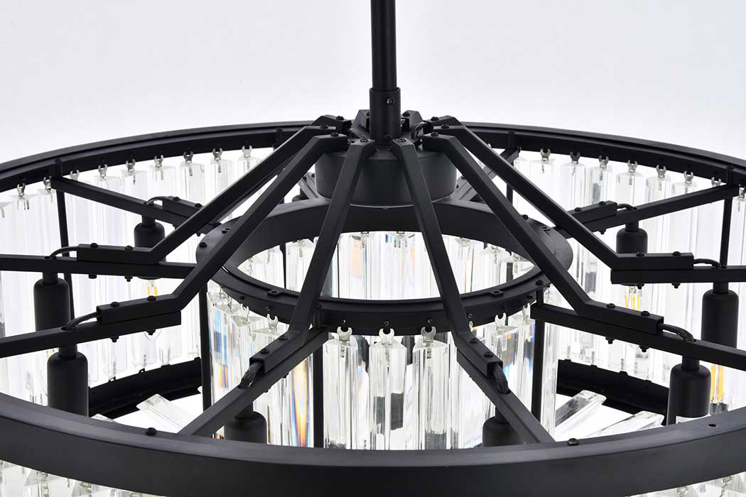 Elegant Prism 8 Light Round Chandelier - Matte Black, L 35.5" (1203D35MB-RC)