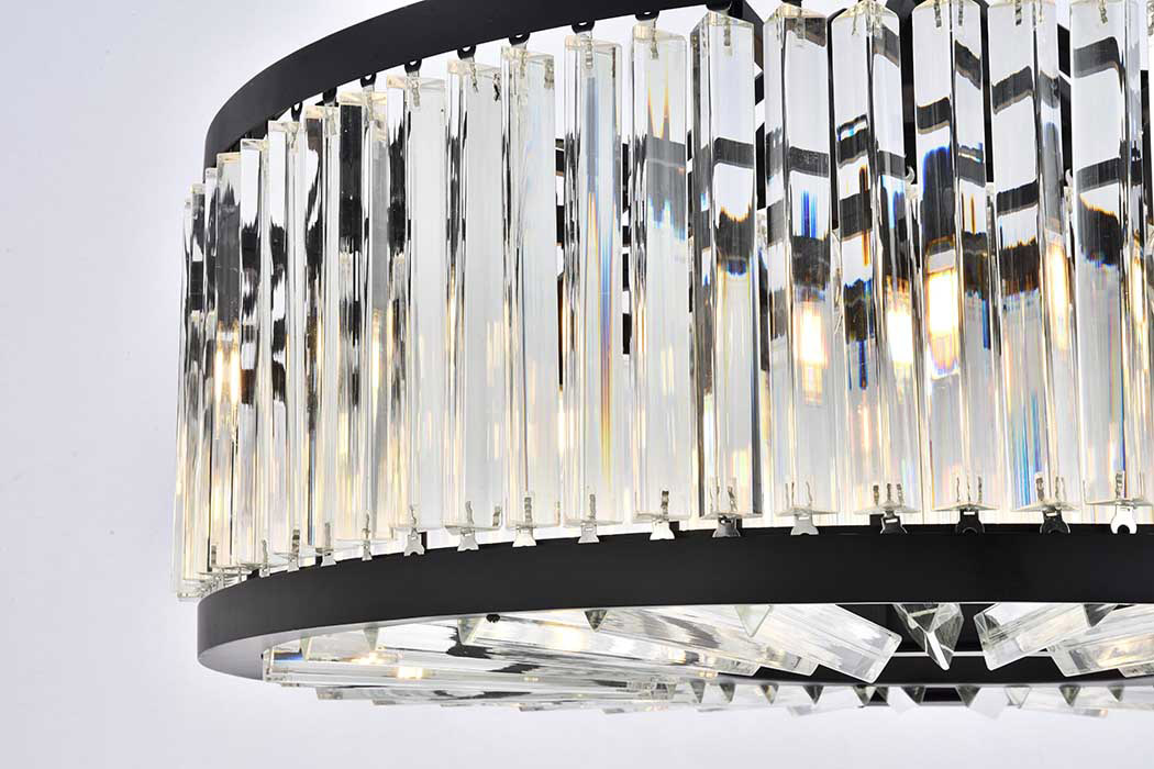 Elegant Prism 8 Light Round Chandelier - Matte Black, L 35.5" (1203D35MB-RC)