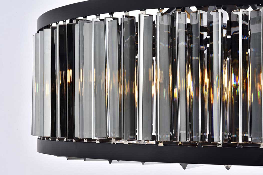 Elegant Prism 8 Light Round Chandelier - Matte Black/Silver, L 35.5" (1203D35MB-SS-RC)