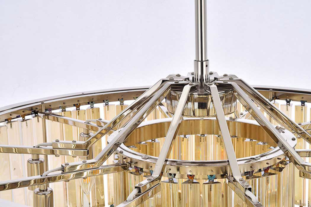 Elegant Prism 8 Light Round Chandelier - Polished Nickel/Gold, L 35.5" (1203D35PN-GT-RC)