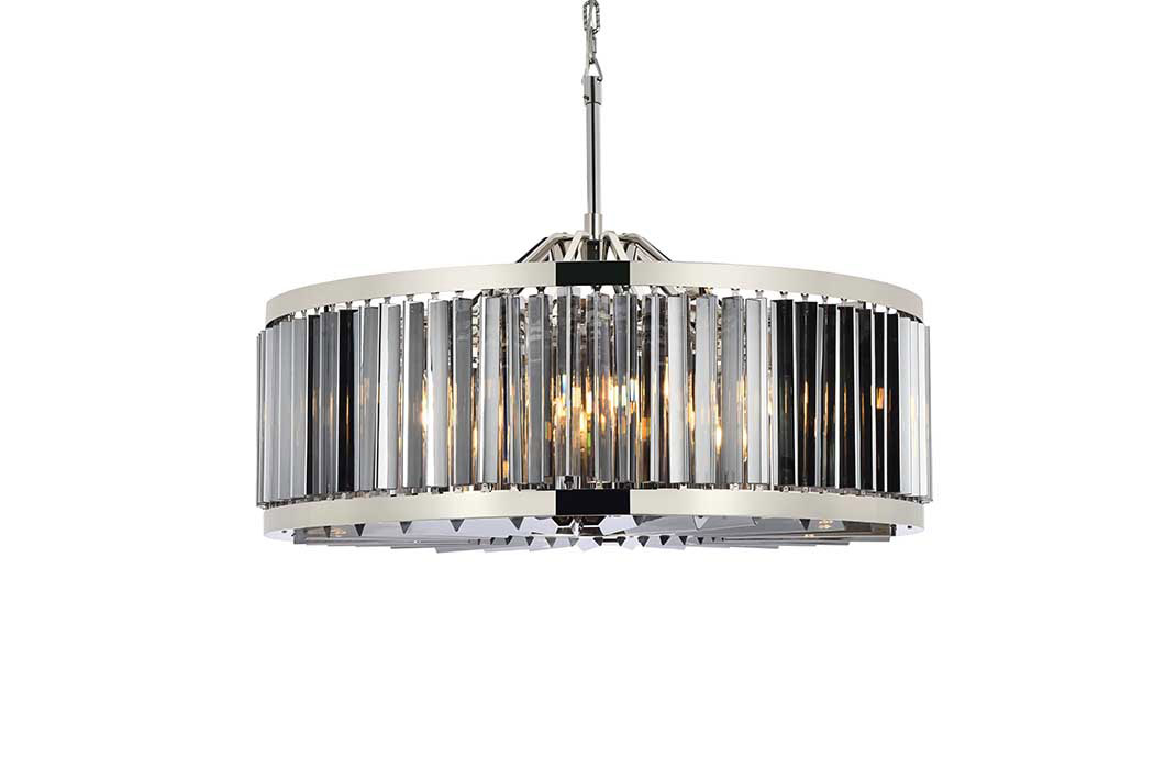 Elegant Prism 8 Light Round Chandelier - Polished Nickel/Silver, L 35.5" (1203D35PN-SS-RC)