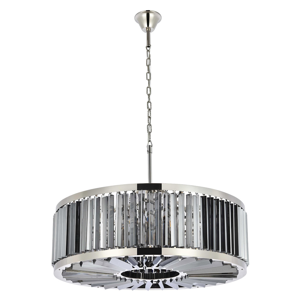 Elegant Prism 8 Light Round Chandelier - Polished Nickel/Silver, L 35.5" (1203D35PN-SS-RC)