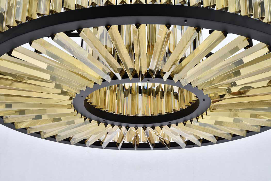 Elegant Prism 8 Light Round Chandelier - Matte Black/Gold, L 43" (1203G43MB-GT-RC)