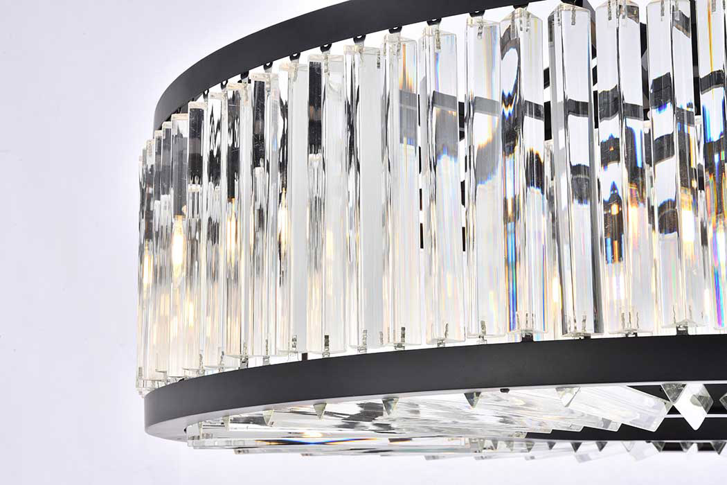 Elegant Prism 8 Light Round Chandelier - Matte Black, L 43" (1203G43MB-RC)