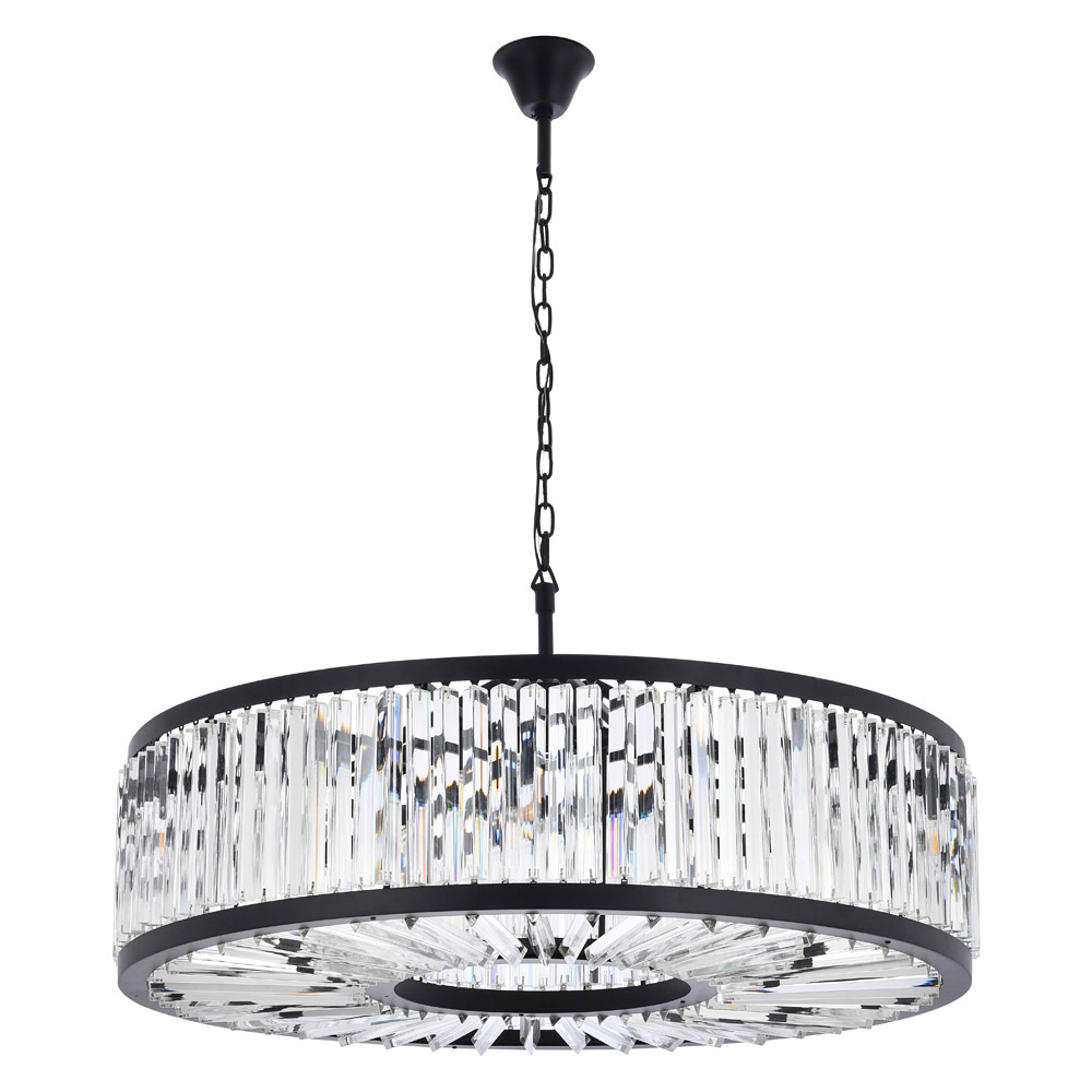 Elegant Prism 8 Light Round Chandelier - Matte Black, L 43" (1203G43MB-RC)