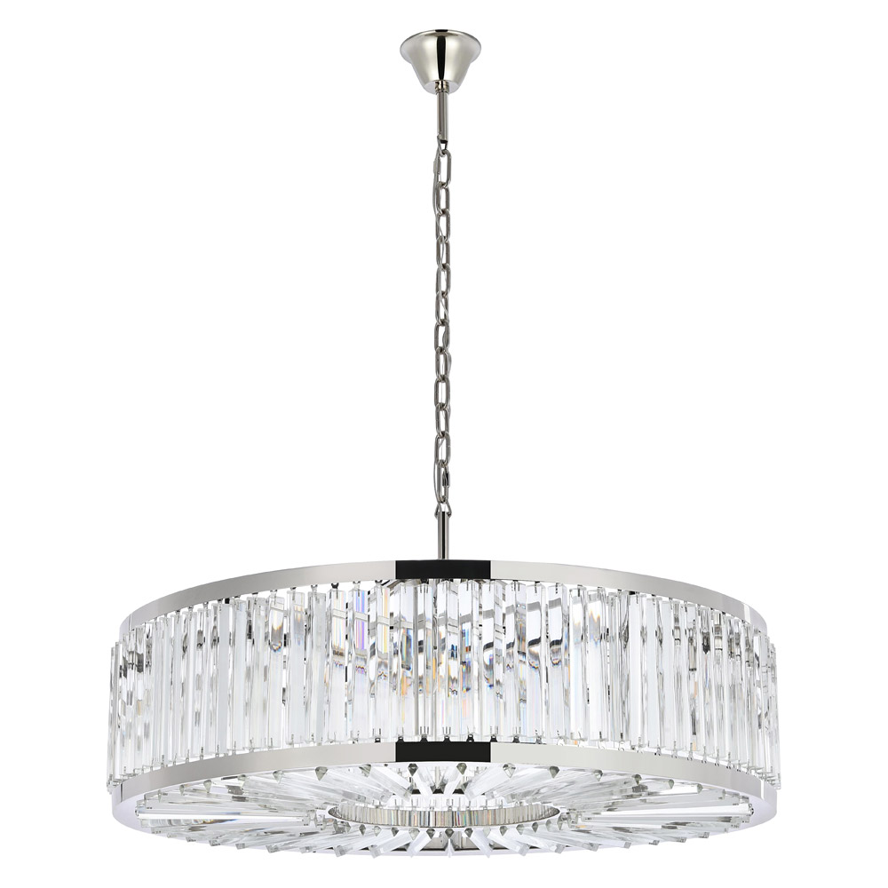 Elegant Prism 8 Light Round Chandelier - Polished Nickel, L 43" (1203G43PN-RC)