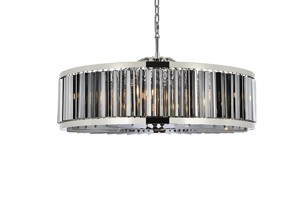 Elegant Prism 8 Light Round Chandelier - Polished Nickel/Silver, L 43" (1203G43PN-SS-RC)