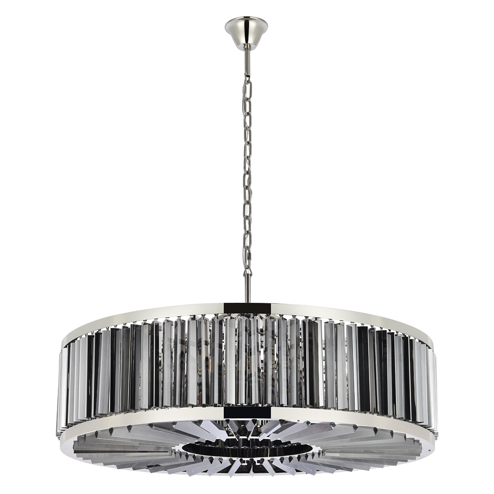 Elegant Prism 8 Light Round Chandelier - Polished Nickel/Silver, L 43" (1203G43PN-SS-RC)