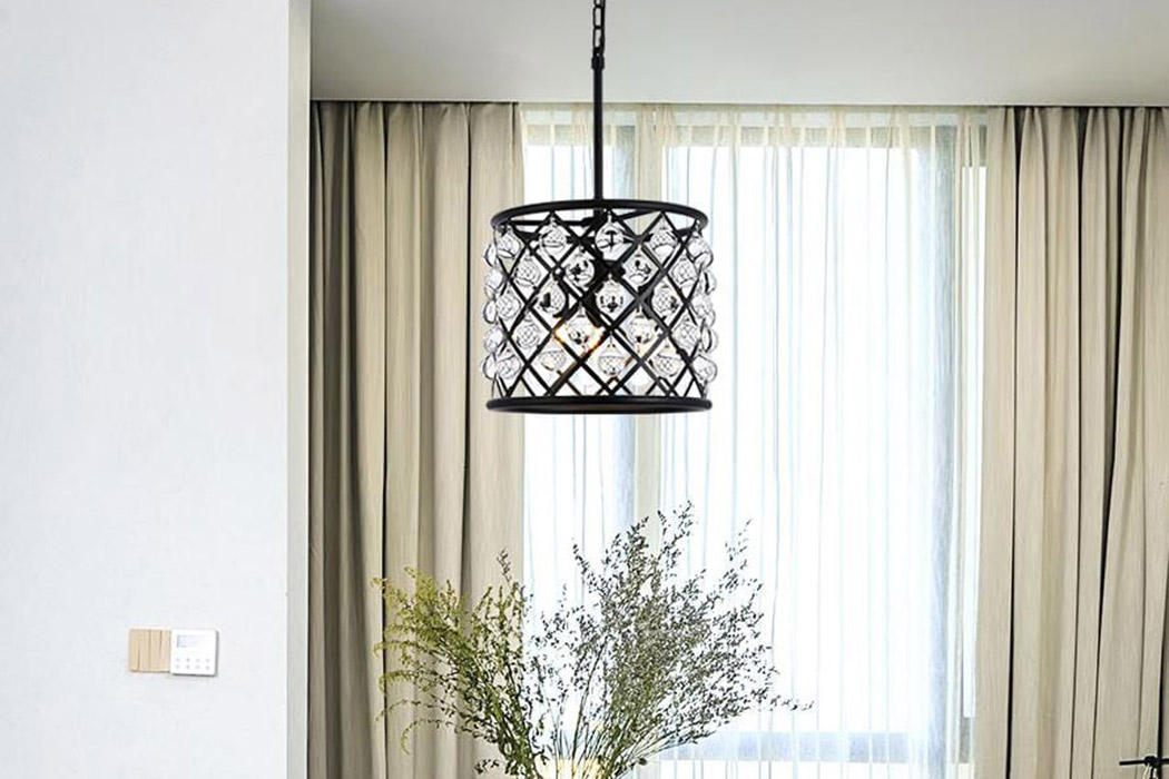 Elegant Urban Classic Madison Collection Pendant Lamp - Matte Black, L 14" (1204D14MB-RC)