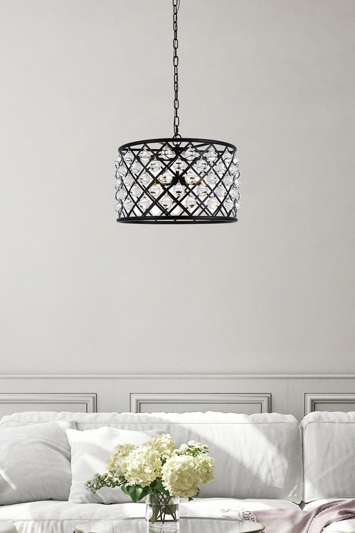 Elegant Urban Classic Madison Collection Pendant Lamp - Matte Black, L 20" (1204D20MB-RC)