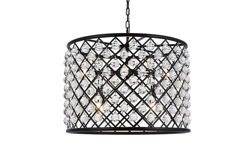 Elegant Urban Classic Madison Collection Pendant Lamp - Matte Black, L 27.5" (1204D27MB-RC)