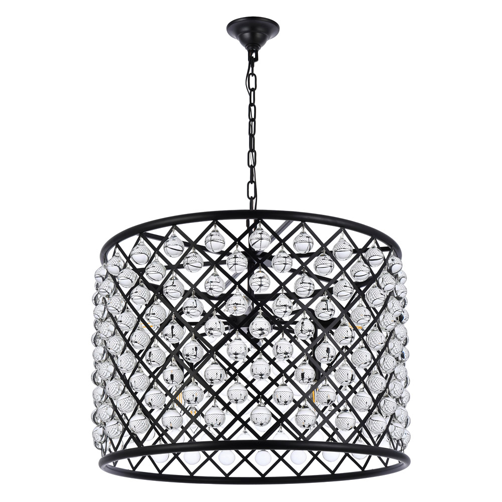 Elegant Urban Classic Madison Collection Pendant Lamp - Matte Black, L 27.5" (1204D27MB-RC)