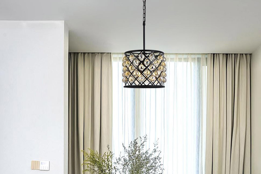 Elegant Urban Classic Madison Collection Pendant Lamp - Matte Black/Gold, L 14" (1206D14MB-GT-RC)