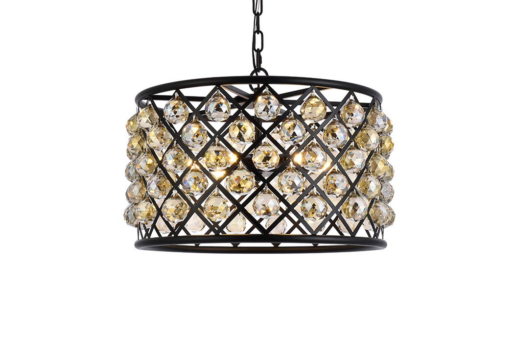 Elegant Urban Classic Madison Collection Pendant Lamp - Matte Black/Gold, L 20" (1206D20MB-GT-RC)