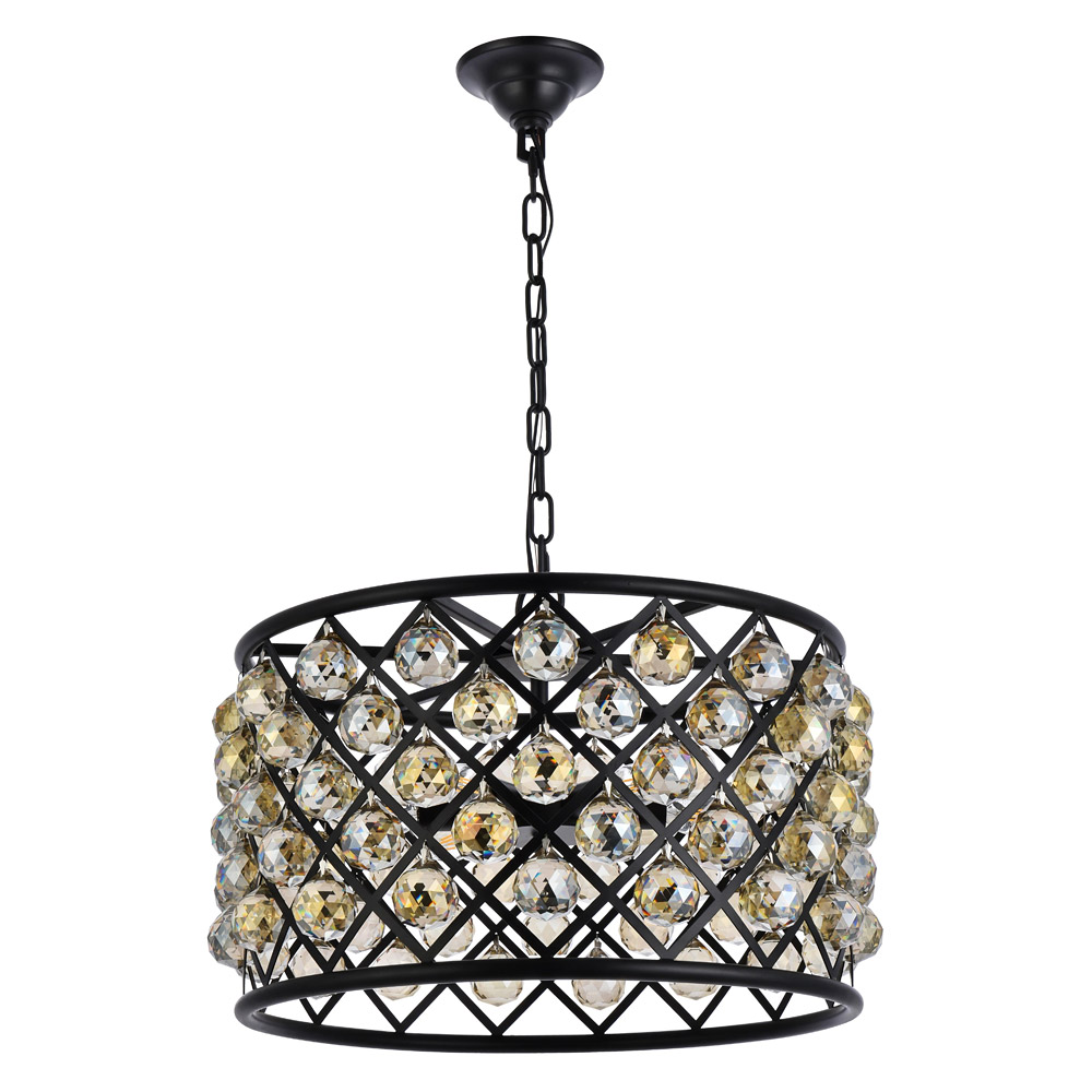 Elegant Urban Classic Madison Collection Pendant Lamp - Matte Black/Gold, L 20" (1206D20MB-GT-RC)