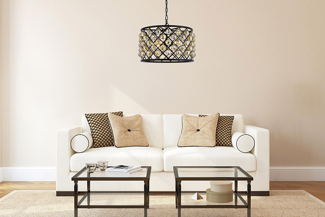 Elegant Urban Classic Madison Collection Pendant Lamp - Matte Black/Gold, L 20" (1206D20MB-GT-RC)