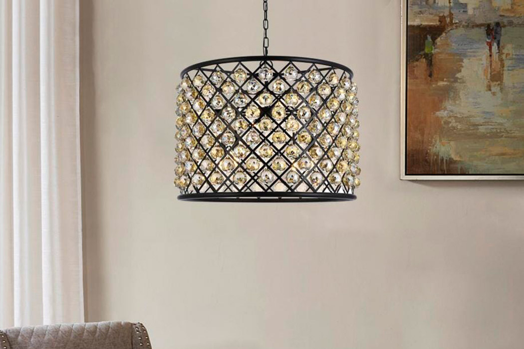 Elegant Urban Classic Madison Collection Pendant Lamp - Matte Black/Gold, L 27.5" (1206D27MB-GT-RC)