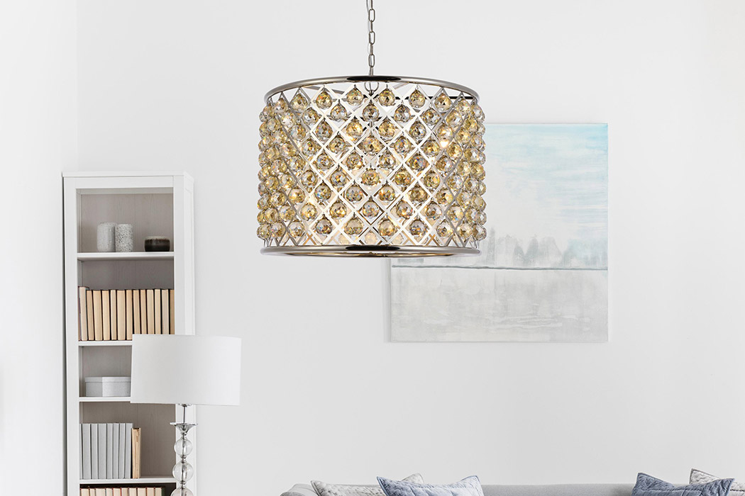 Elegant Urban Classic Madison Collection Pendant Lamp - Polished Nickel/Gold, L 27.5" (1206D27PN-GT-RC)