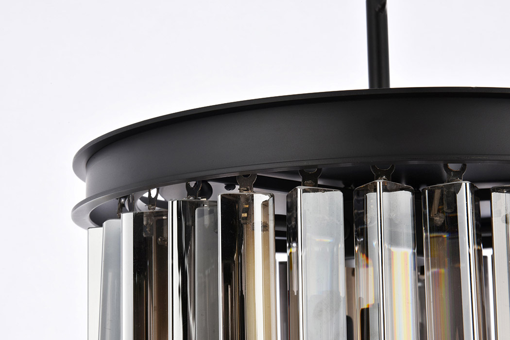 Elegant Crystal Prism 6 Light Round Chandelier - Matte Black/Silver, L 16" (1208D16MB-SS-RC)