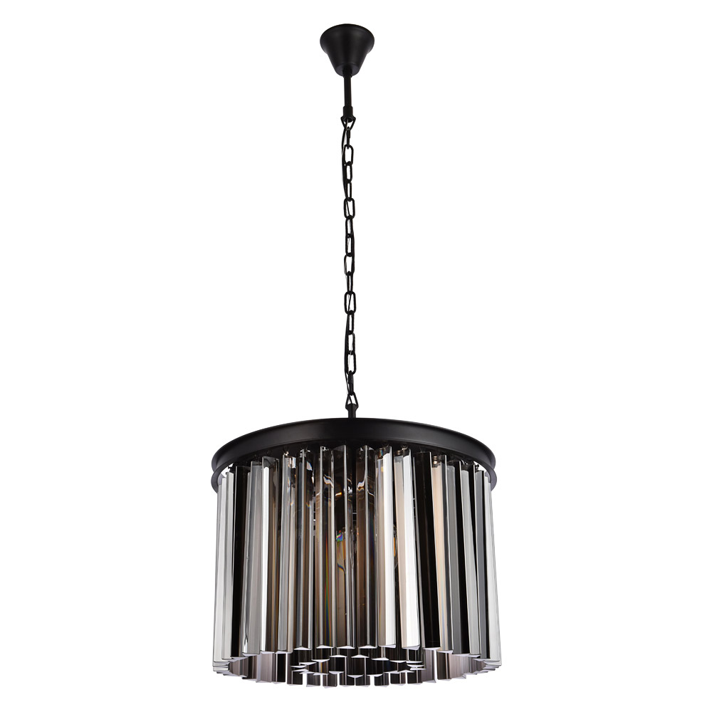 Elegant Crystal Prism 6 Light Round Chandelier - Matte Black/Silver, L 20" (1208D20MB-SS-RC)