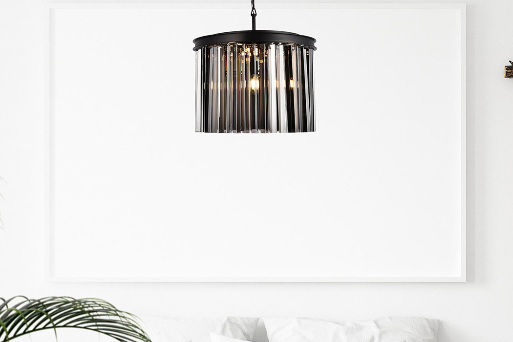 Elegant Crystal Prism 6 Light Round Chandelier - Matte Black/Silver, L 20" (1208D20MB-SS-RC)