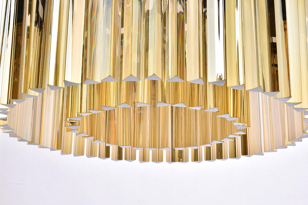 Elegant Crystal Prism 6 Light Round Chandelier - Matte Black/Gold, L 26" (1208D26MB-GT-RC)