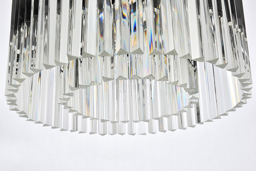 Elegant Crystal Prism 6 Light Round Chandelier - Matte Black, L 26" (1208D26MB-RC)