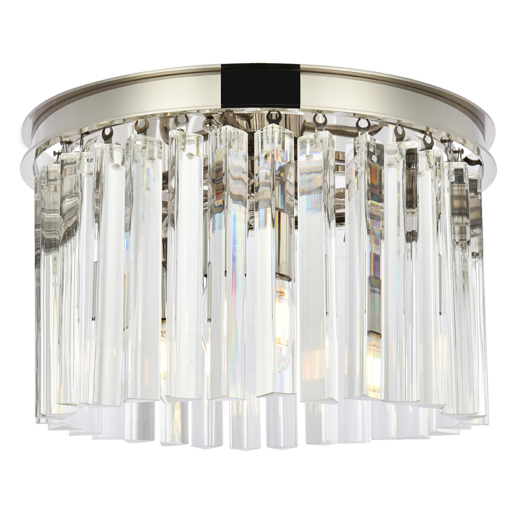 Elegant - Crystal Prism 6 Light Flush Mount