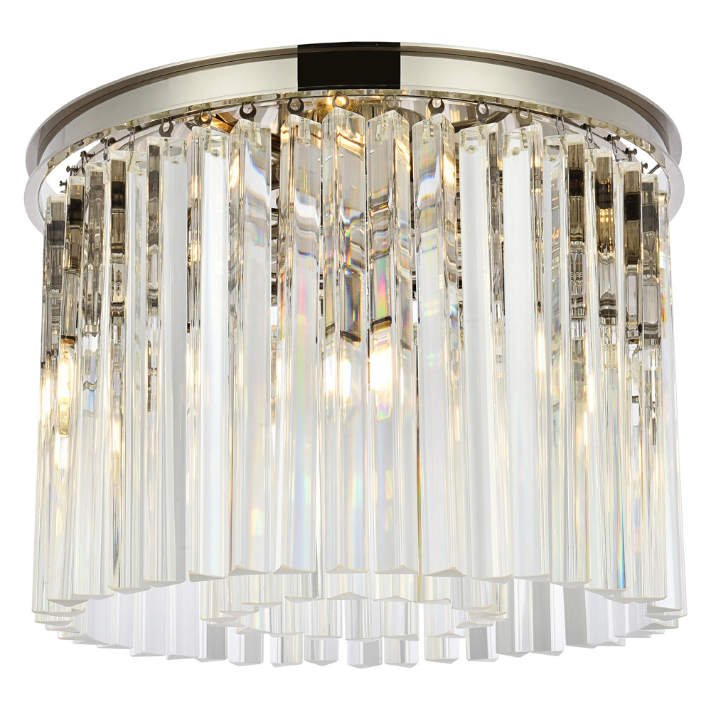 Elegant - Crystal Prism 6 Light Flush Mount