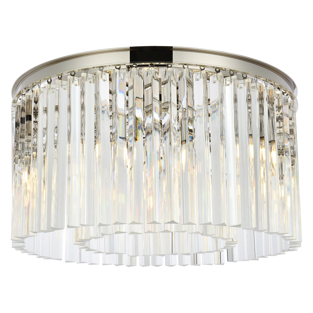 Elegant - Crystal Prism 6 Light Flush Mount