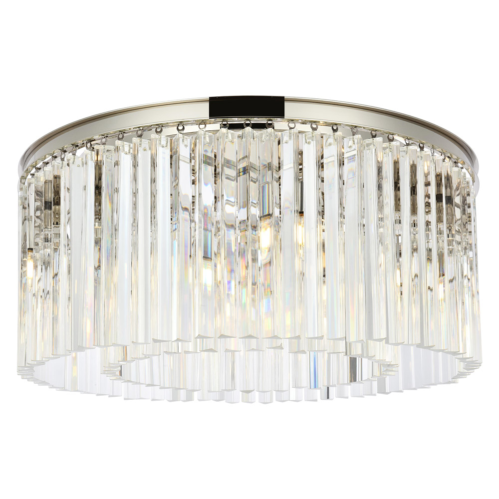 Elegant - Crystal Prism 6 Light Flush Mount