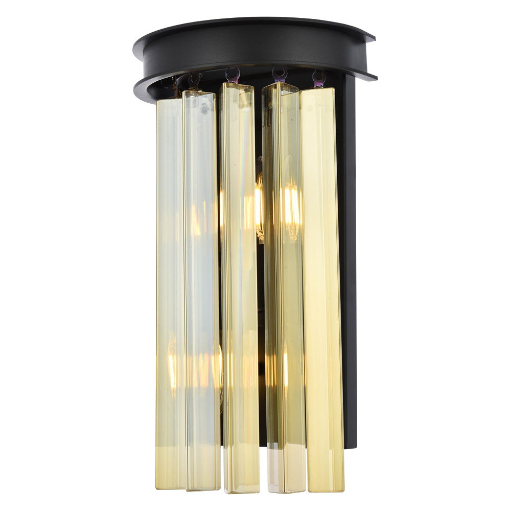 Elegant Urban Classic Sydney Collection Wall Lamp - Matte Black/Golden Teak (1208W8MB-GT-RC)