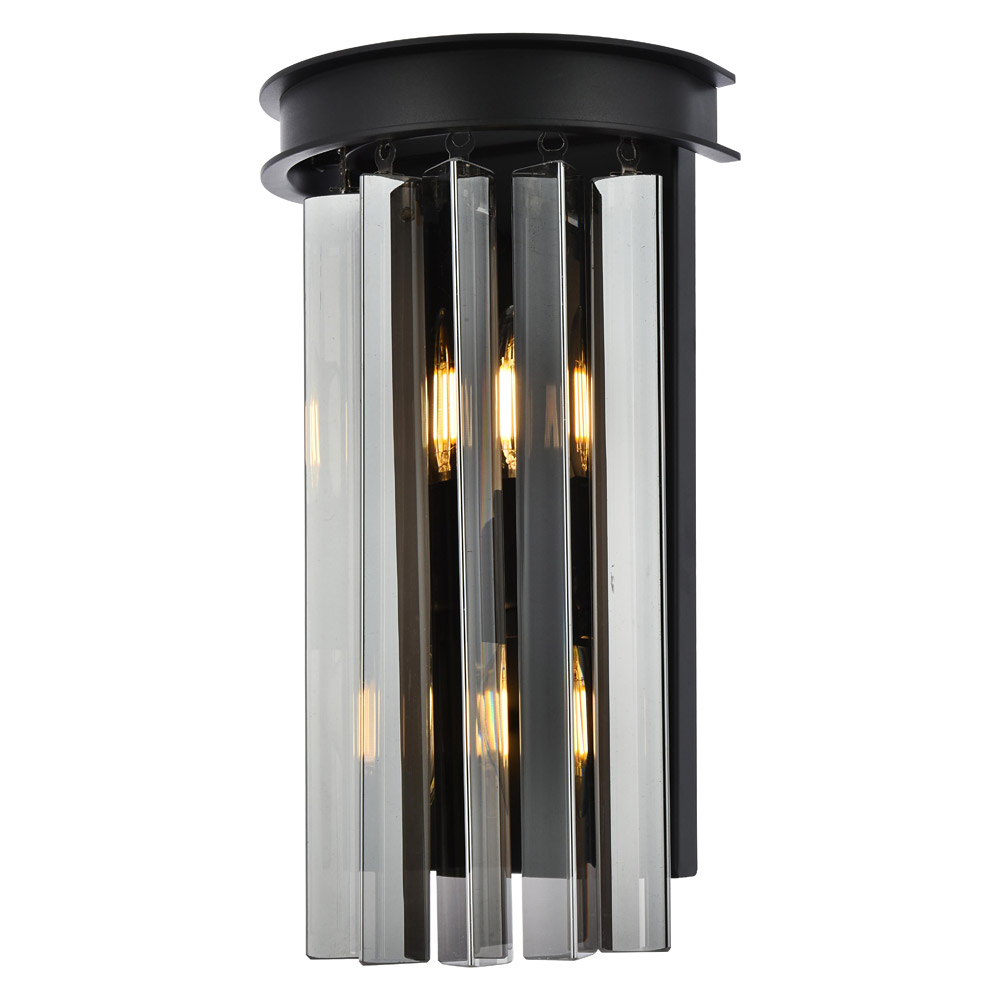 Elegant Urban Classic Sydney Collection Wall Lamp - Matte Black/Silver Shade (1208W8MB-SS-RC)